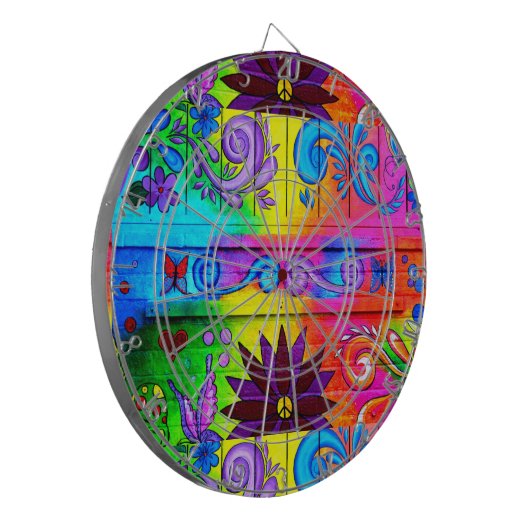 70's psychedelic dart board dartbord (Voorkant Links)
