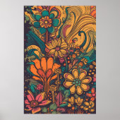 70s Psychedelic Flowers AI Art | Kleurrijke retrot Poster (Voorkant)