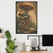 70s Psychedelic Mushroom AI Art | Retro Abstract Poster (Thuiskantoor)