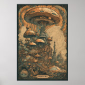 70s Psychedelic Mushroom AI Art | Retro Abstract Poster (Voorkant)