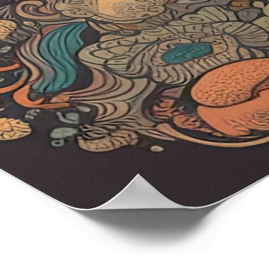 70s Psychedelic Mushroom Retro AI Art Poster (Hoek)