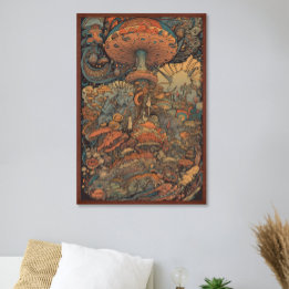 70s Psychedelic Mushroom Retro AI Art Poster