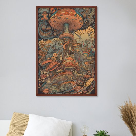 70s Psychedelic Mushroom Retro AI Art Poster