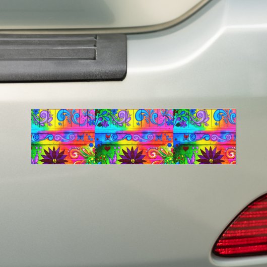 70's psychedelische bumpersticker (Op auto)
