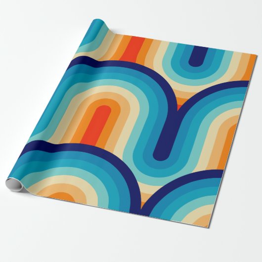 70s Rainbow Curves Cadeaupapier (Uitgerold)