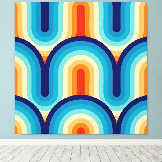 70s Rainbow Curves Canvas Afdruk (Insitu (Houten vloer))