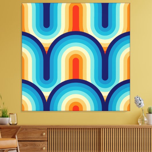 70s Rainbow Curves Canvas Afdruk (Insitu (Woonkamer))