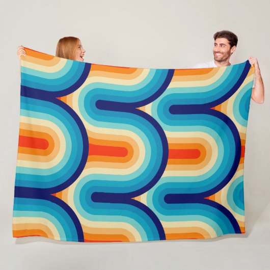 70s Rainbow Curves Fleece Deken (In situ)