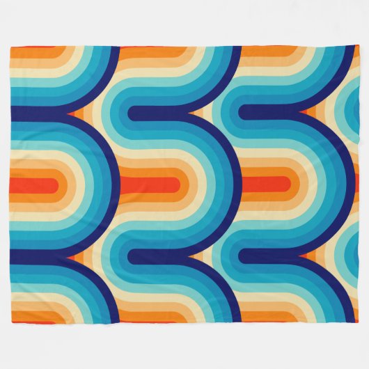 70s Rainbow Curves Fleece Deken (Voorkant (Horizontaal))