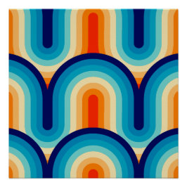 70s Rainbow Curves Perfect Poster