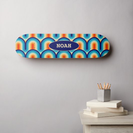 70s Rainbow Curves Persoonlijk Skateboard (Muurkunst (Horizontaal))