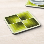 70s Rainbow Squares Monochrome Green Bier Onderzetter (Linkerzijde)