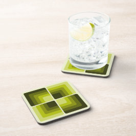 70s Rainbow Squares Monochrome Green Bier Onderzetter