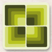 70s Rainbow Squares Monochrome Green Bier Onderzetter (Voorkant)
