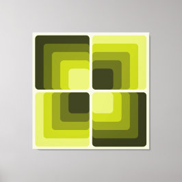 70s Rainbow Squares Monochrome Green Canvas Afdruk