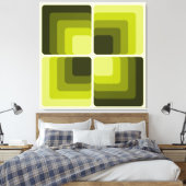 70s Rainbow Squares Monochrome Green Canvas Afdruk (Insitu (Slaapkamer))