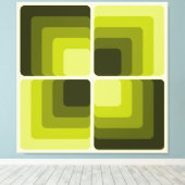 70s Rainbow Squares Monochrome Green Canvas Afdruk (Insitu (Houten vloer))
