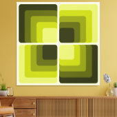 70s Rainbow Squares Monochrome Green Canvas Afdruk (Insitu (Woonkamer))