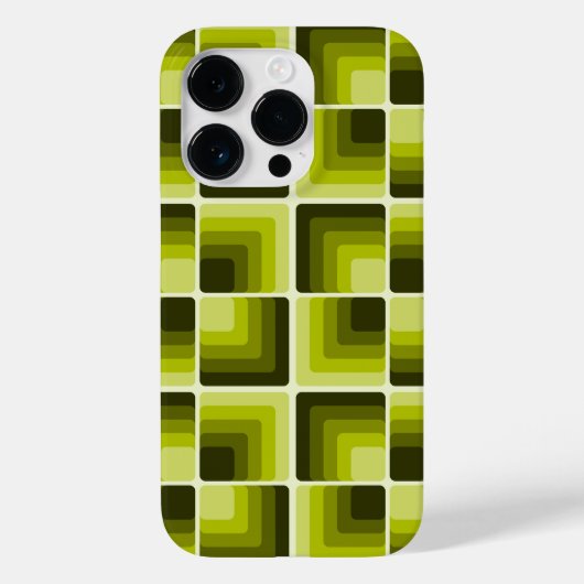 70s Rainbow Squares Monochrome Green Case-Mate iPhone Case (Achterkant)