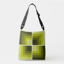 70s Rainbow Squares Monochrome Green Crossbody Tas