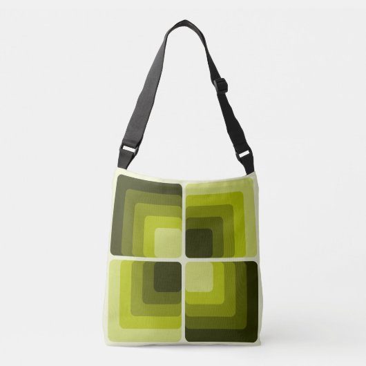 70s Rainbow Squares Monochrome Green Crossbody Tas (Voorkant)