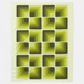 70s Rainbow Squares Monochrome Green Fleece Deken (Voorkant)