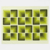 70s Rainbow Squares Monochrome Green Fleece Deken (Voorkant (Horizontaal))