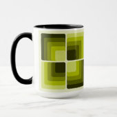 70s Rainbow Squares Monochrome Green Mok (Links)