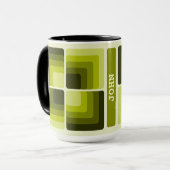 70s Rainbow Squares Monochrome Green Mok (Voorkant links)