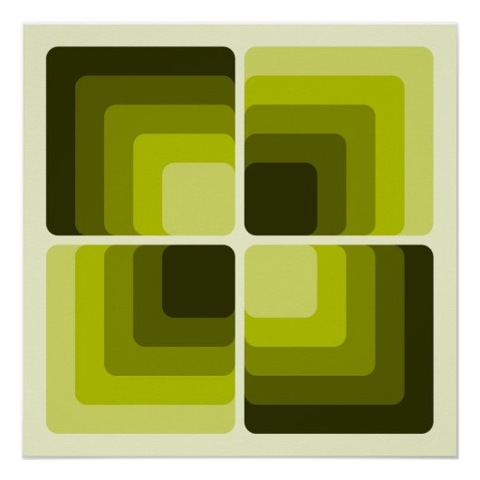 70s Rainbow Squares Monochrome Green Perfect Poster (Voorkant)