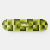 70s Rainbow Squares Monochrome Green Persoonlijk Skateboard (Horizontaal)