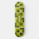 70s Rainbow Squares Monochrome Green Persoonlijk Skateboard (Voorkant)