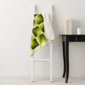 70s Rainbow Squares Monochrome Green Sherpa Deken (In situ)