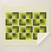 70s Rainbow Squares Monochrome Green Sherpa Deken (Voorkant (horizontaal))