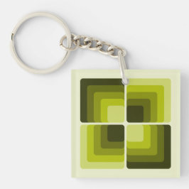 70s Rainbow Squares Monochrome Green Sleutelhanger