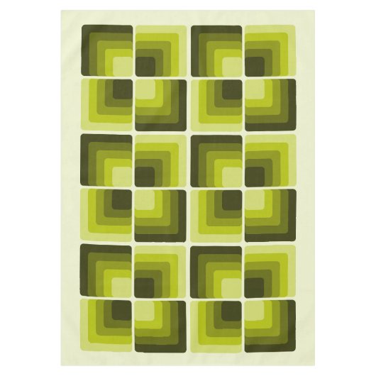 70s Rainbow Squares Monochrome Green Tafelkleed (Voorkant)