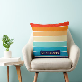 70s Rainbow Stripes Kussen