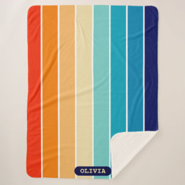 70s Rainbow Stripes Sherpa Deken