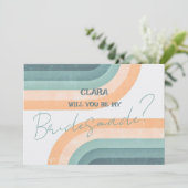 70s Rainbow Wedding Bridesmade Kaart (Staand voorkant)