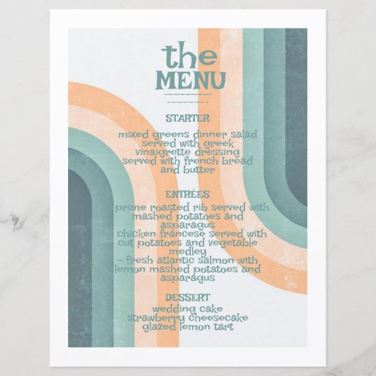70s  Rainbow Wedding Menu (Voorkant)