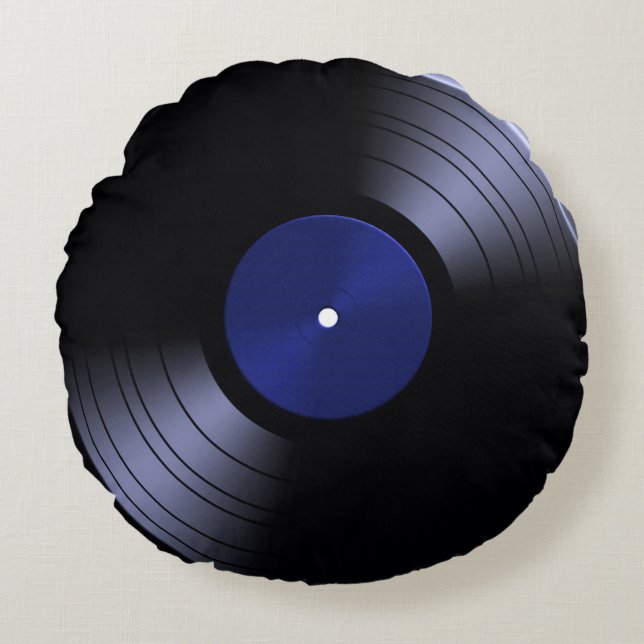 70s Record album Vinyl Round Pillow Rond Kussen (Voorkant)
