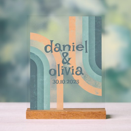 70s  regenboog bruiloft acryl bord (Neutraal)