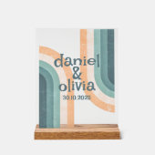 70s  regenboog bruiloft acryl bord (Voorkant)