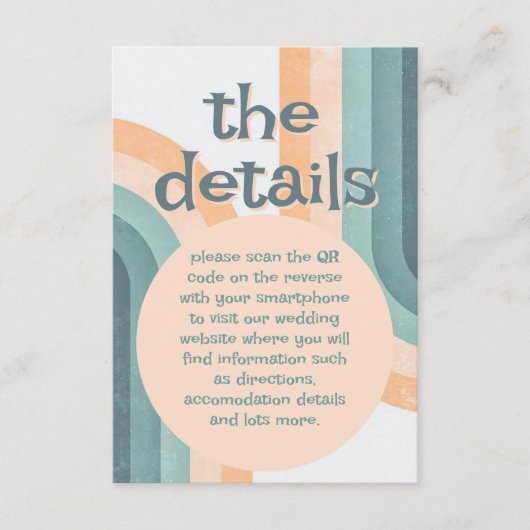 70s regenboog bruiloft informatiekaartje (Voorkant)