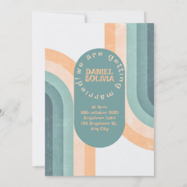 70s regenboog bruiloft kaart