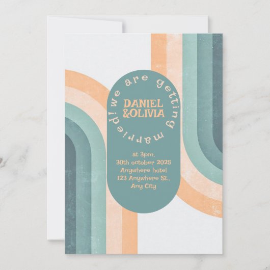 70s regenboog bruiloft kaart (Voorkant)