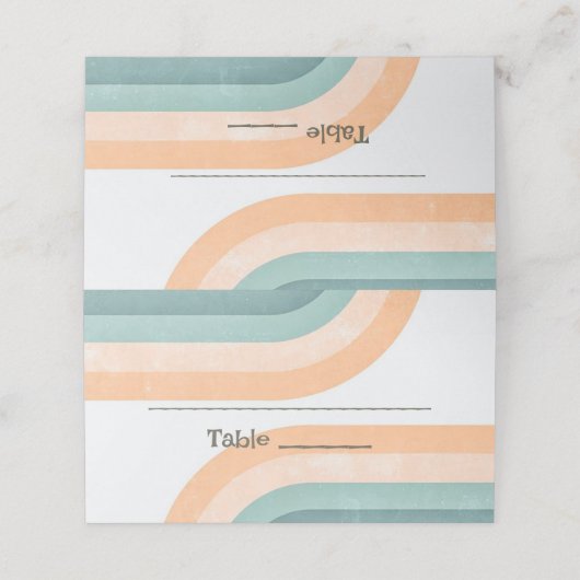 70s regenboog bruiloft plaatskaartje (Buitenkant ongevouwen)