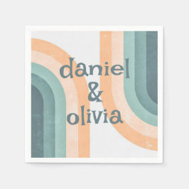 70s regenboog bruiloft servet