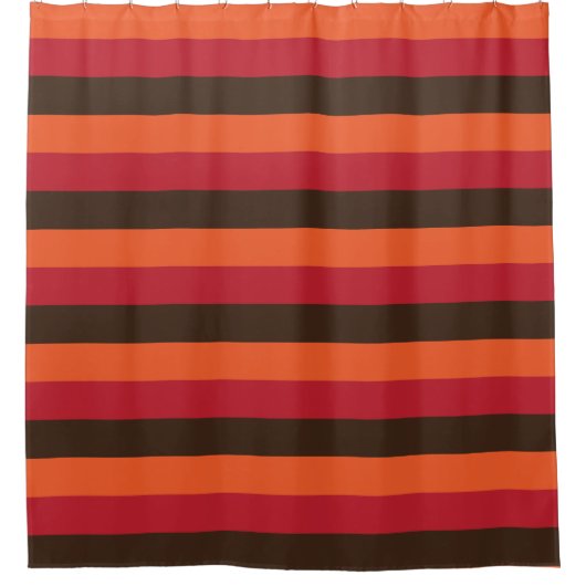 70s Retro 3 Gestreept  Kleurenpatroon Douchegordijn (Voorkant)