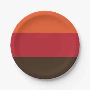 70s Retro 3 Gestreept  Kleurenpatroon Papieren Bordje